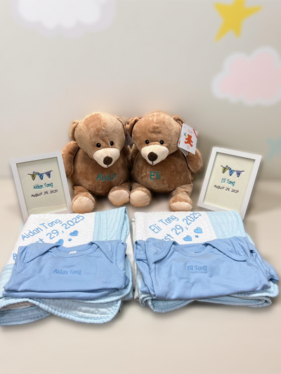 Personalized New Born Baby Gift Set – Custom Name Blanket, Onesie & Plush Bear